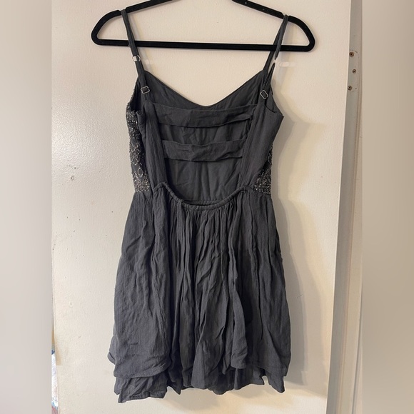Hollister Gray Sequined Caged Back Mini Sundress Sleeveless - Picture 3 of 4